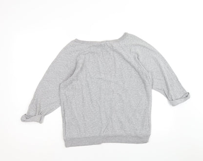 Golddigga Womens Grey Round Neck Cotton Pullover Jumper Size 14