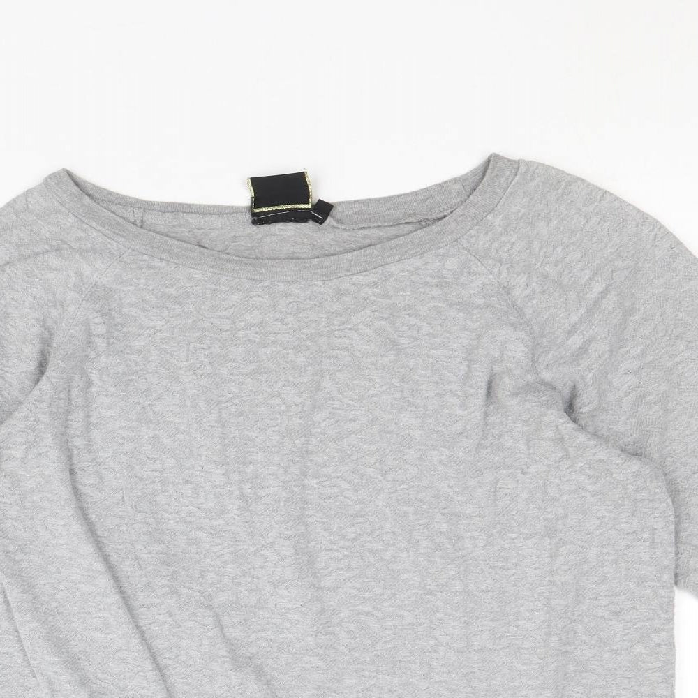 Golddigga Womens Grey Round Neck Cotton Pullover Jumper Size 14