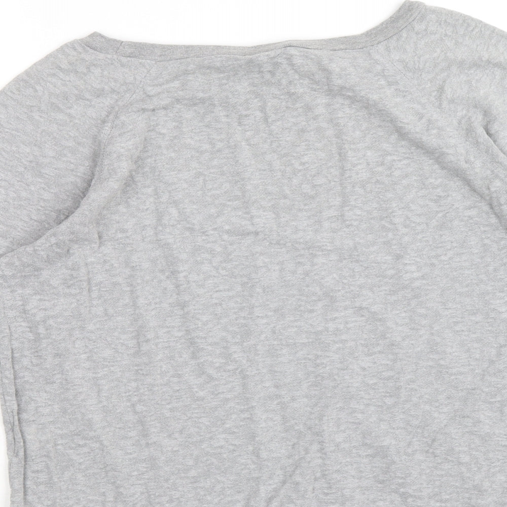 Golddigga Womens Grey Round Neck Cotton Pullover Jumper Size 14