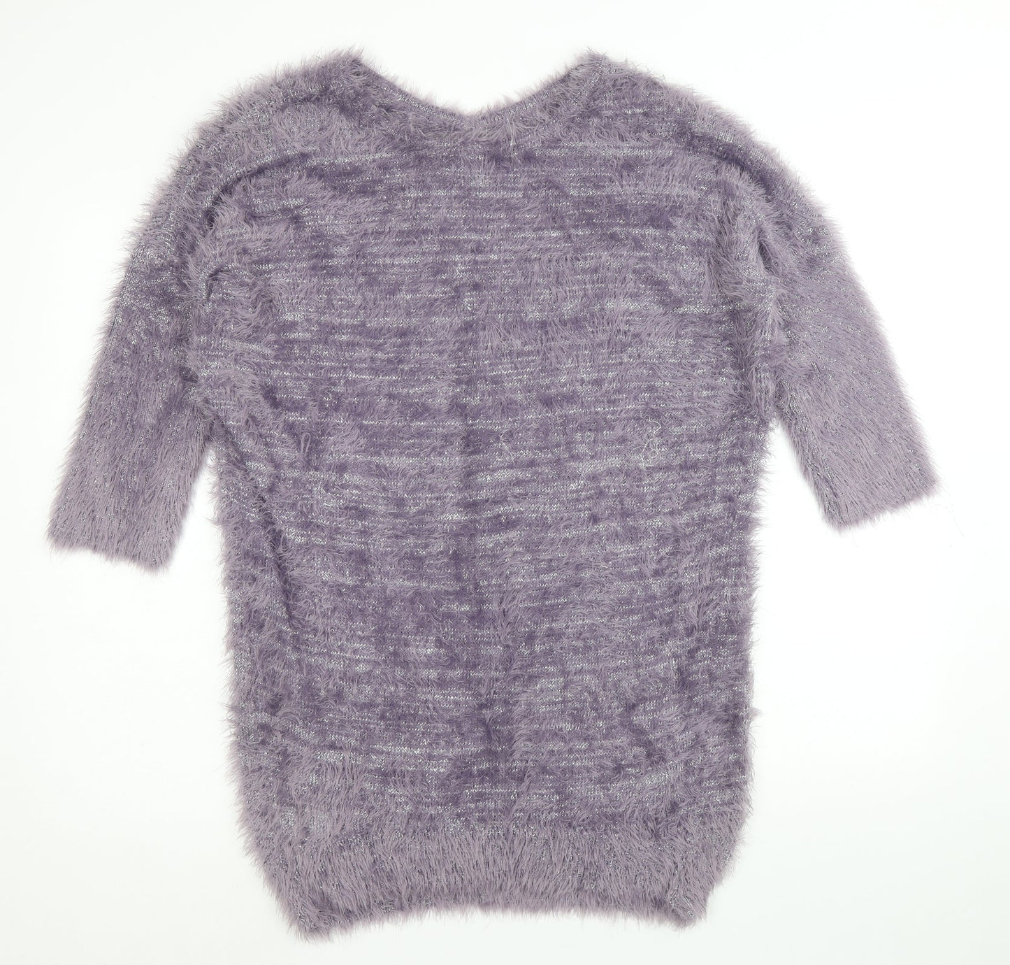 Lavitta Womens Purple Round Neck Polyester Pullover Jumper Size L