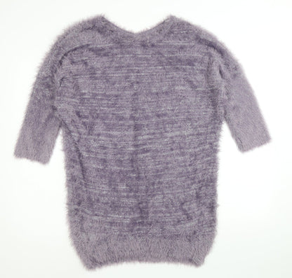 Lavitta Womens Purple Round Neck Polyester Pullover Jumper Size L
