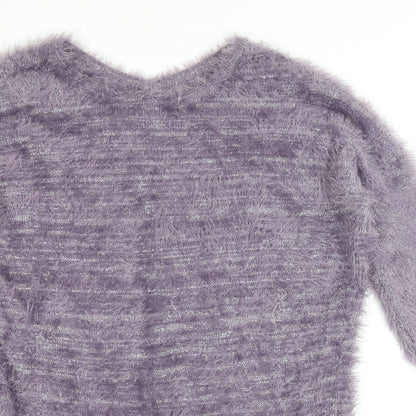 Lavitta Womens Purple Round Neck Polyester Pullover Jumper Size L