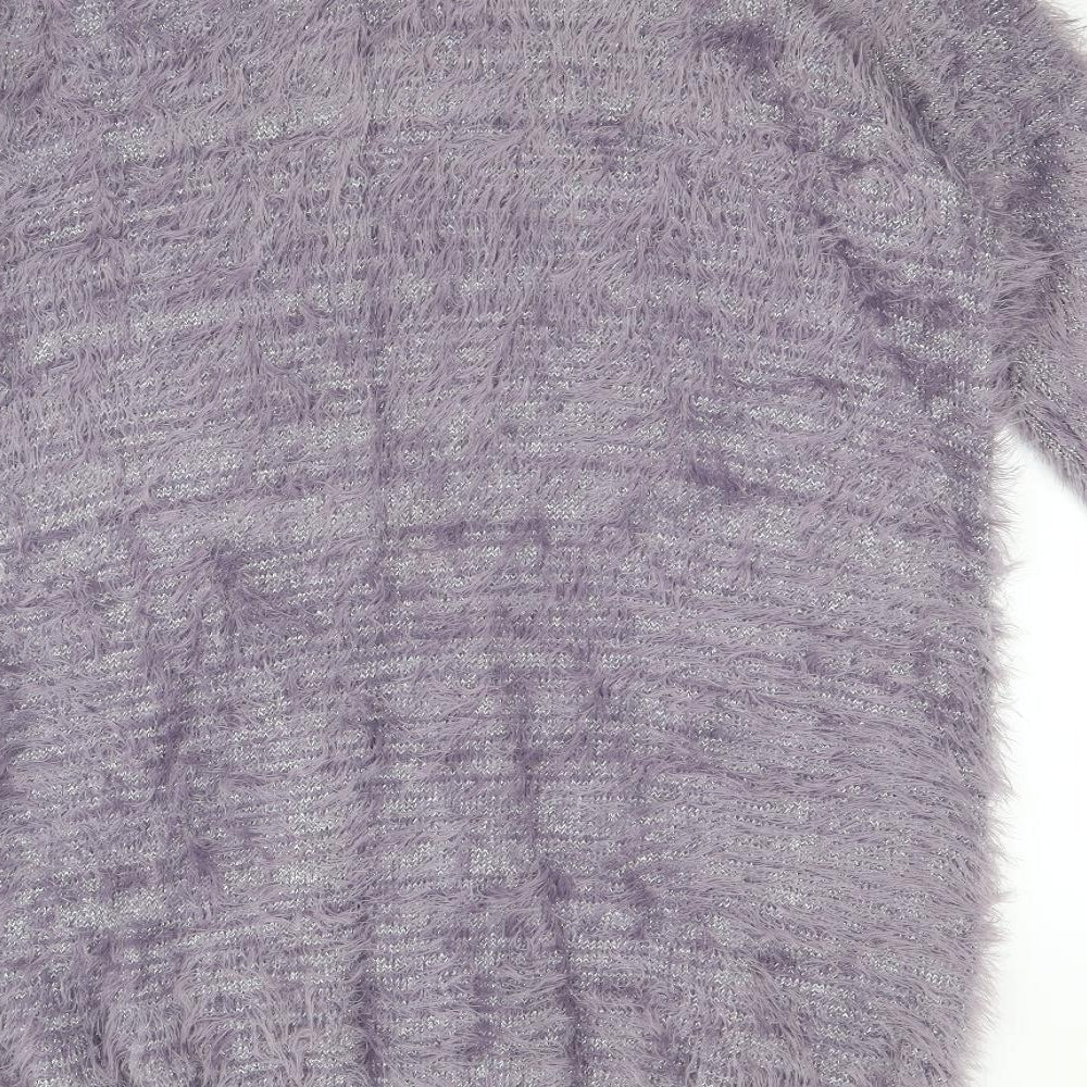 Lavitta Womens Purple Round Neck Polyester Pullover Jumper Size L
