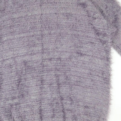 Lavitta Womens Purple Round Neck Polyester Pullover Jumper Size L