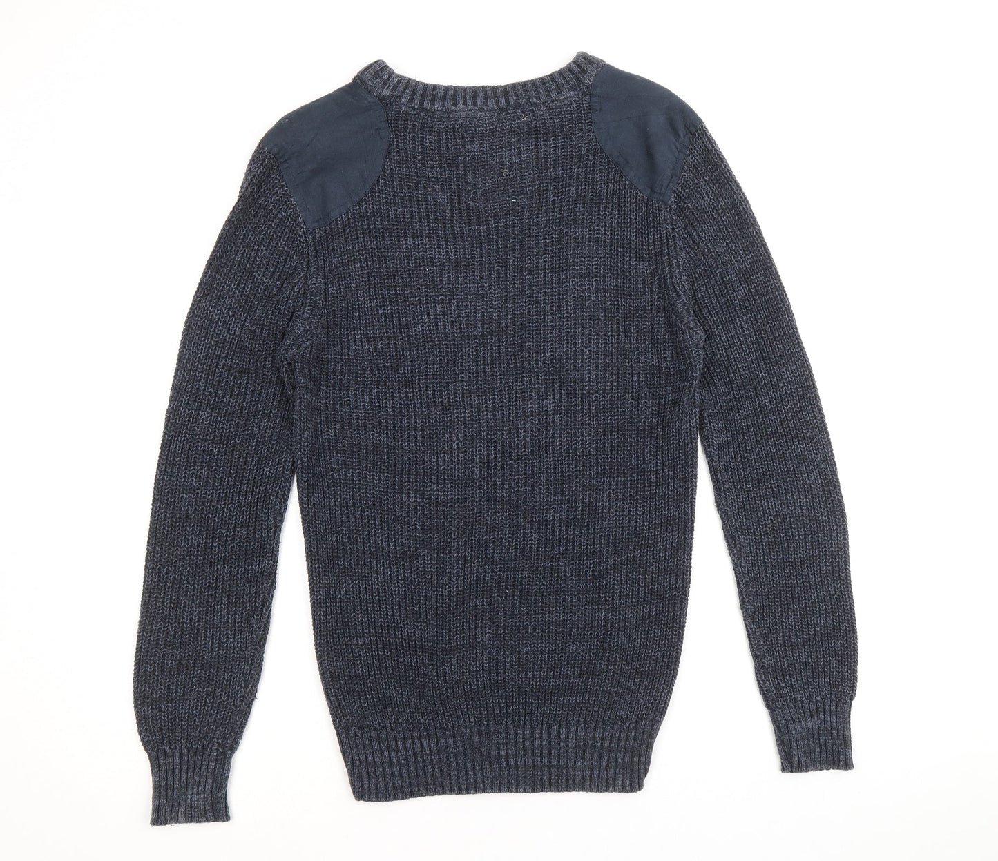 Easy Mens Blue Round Neck Polyester Pullover Jumper Size M Long Sleeve