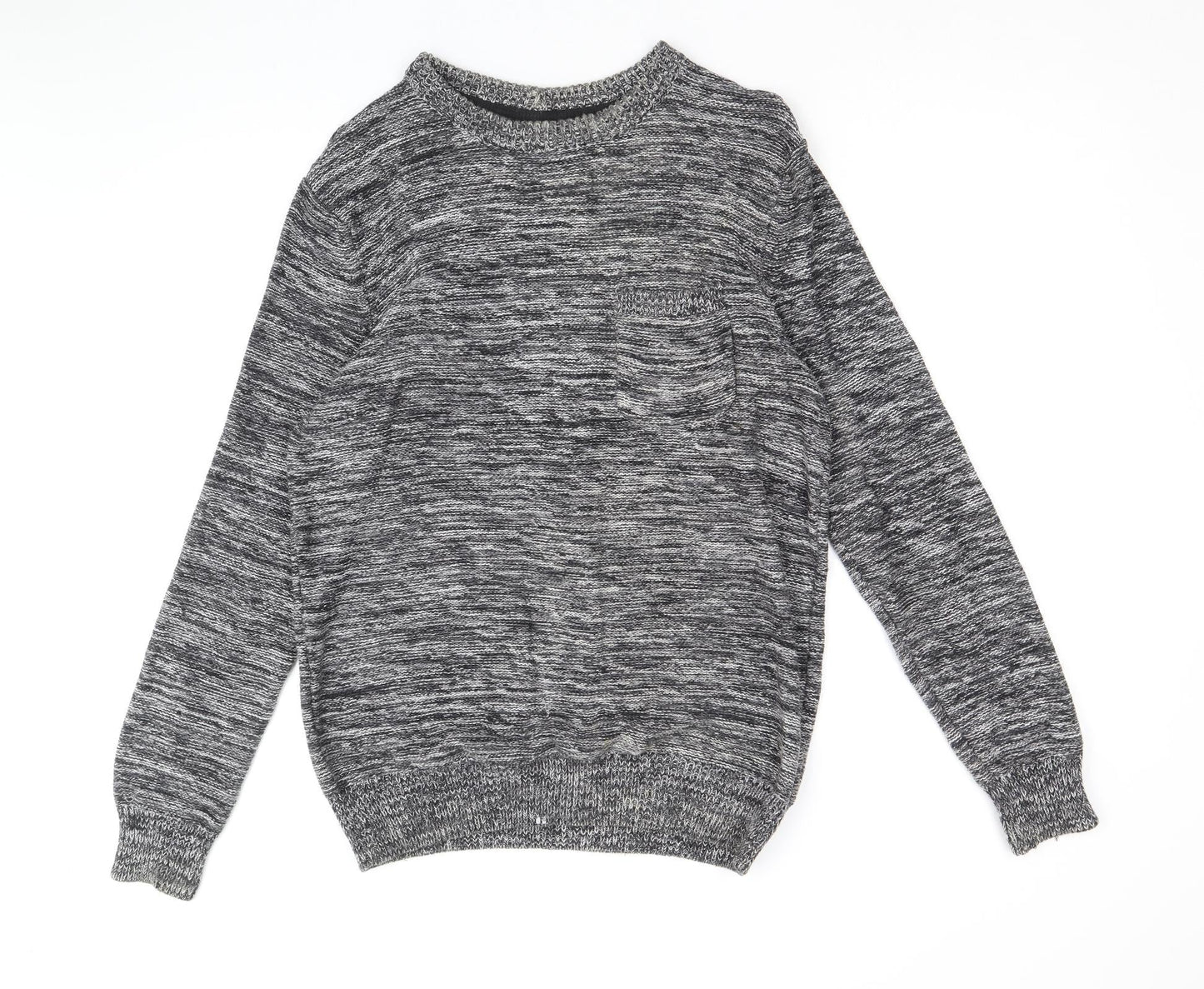 Divided by H&M Mens Black Round Neck Cotton Pullover Jumper Size M Long Sleeve