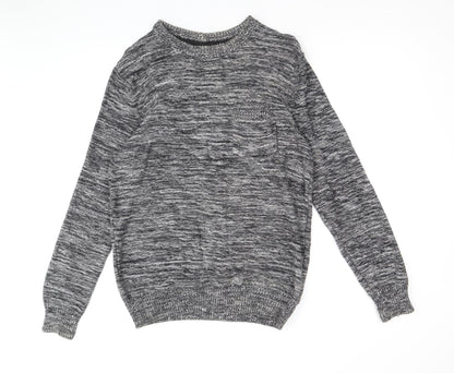 Divided by H&M Mens Black Round Neck Cotton Pullover Jumper Size M Long Sleeve