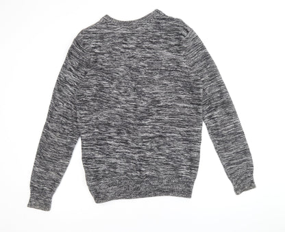 Divided by H&M Mens Black Round Neck Cotton Pullover Jumper Size M Long Sleeve