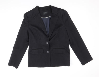 Papaya Womens Blue Polyester Jacket Blazer Size 12
