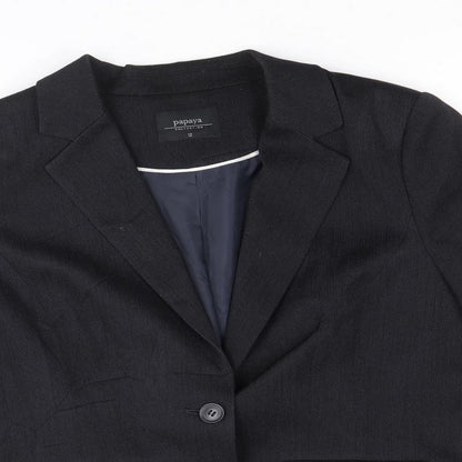 Papaya Womens Blue Polyester Jacket Blazer Size 12