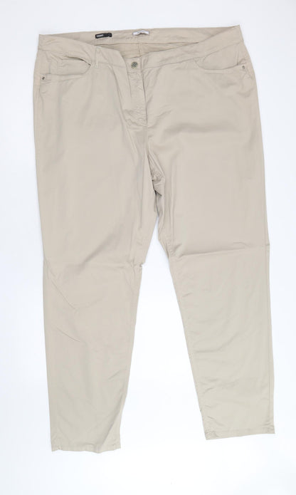 Elena Miro Womens Brown Cotton Trousers Size 26 Regular Zip