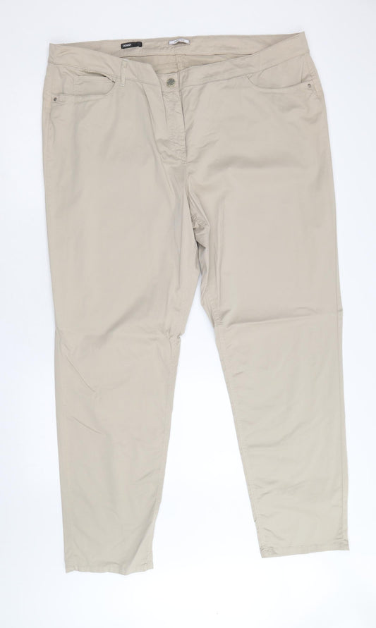 Elena Miro Womens Brown Cotton Trousers Size 26 Regular Zip