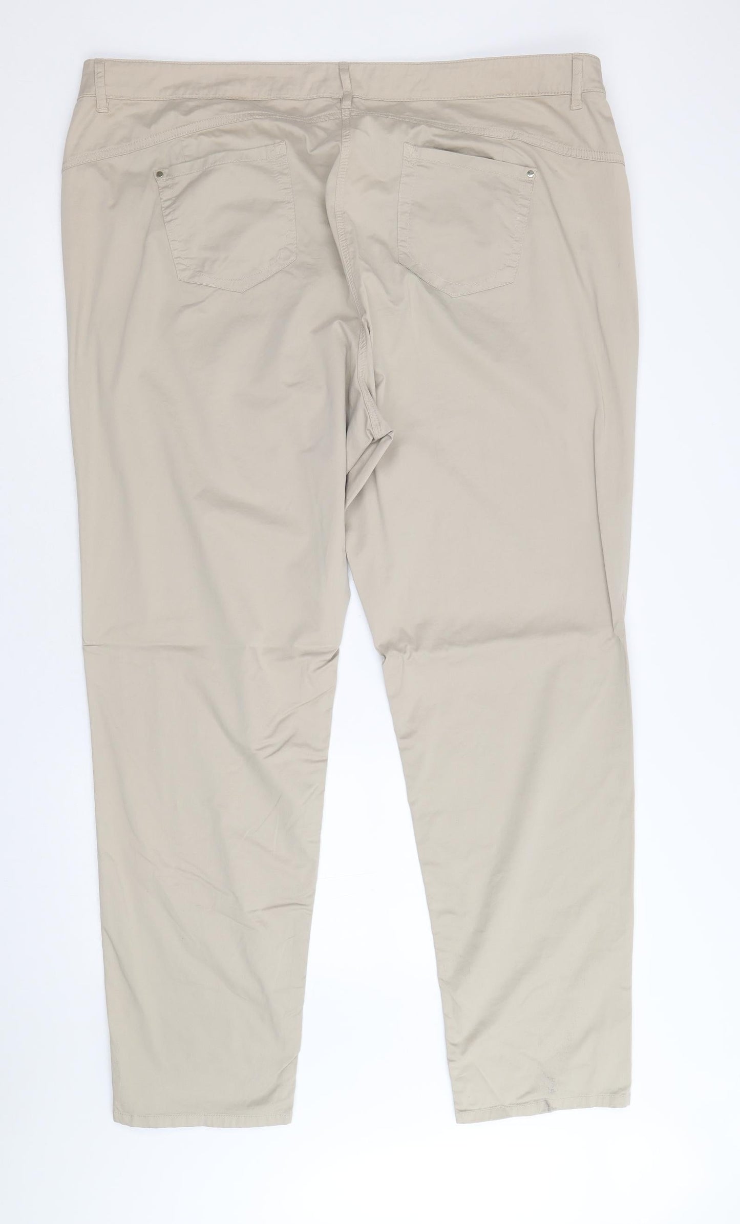 Elena Miro Womens Brown Cotton Trousers Size 26 Regular Zip