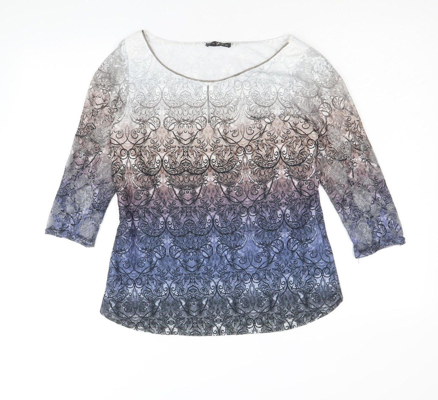 Vango Womens Multicoloured Geometric Polyester Basic T-Shirt Size 10 Round Neck