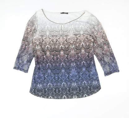 Vango Womens Multicoloured Geometric Polyester Basic T-Shirt Size 10 Round Neck