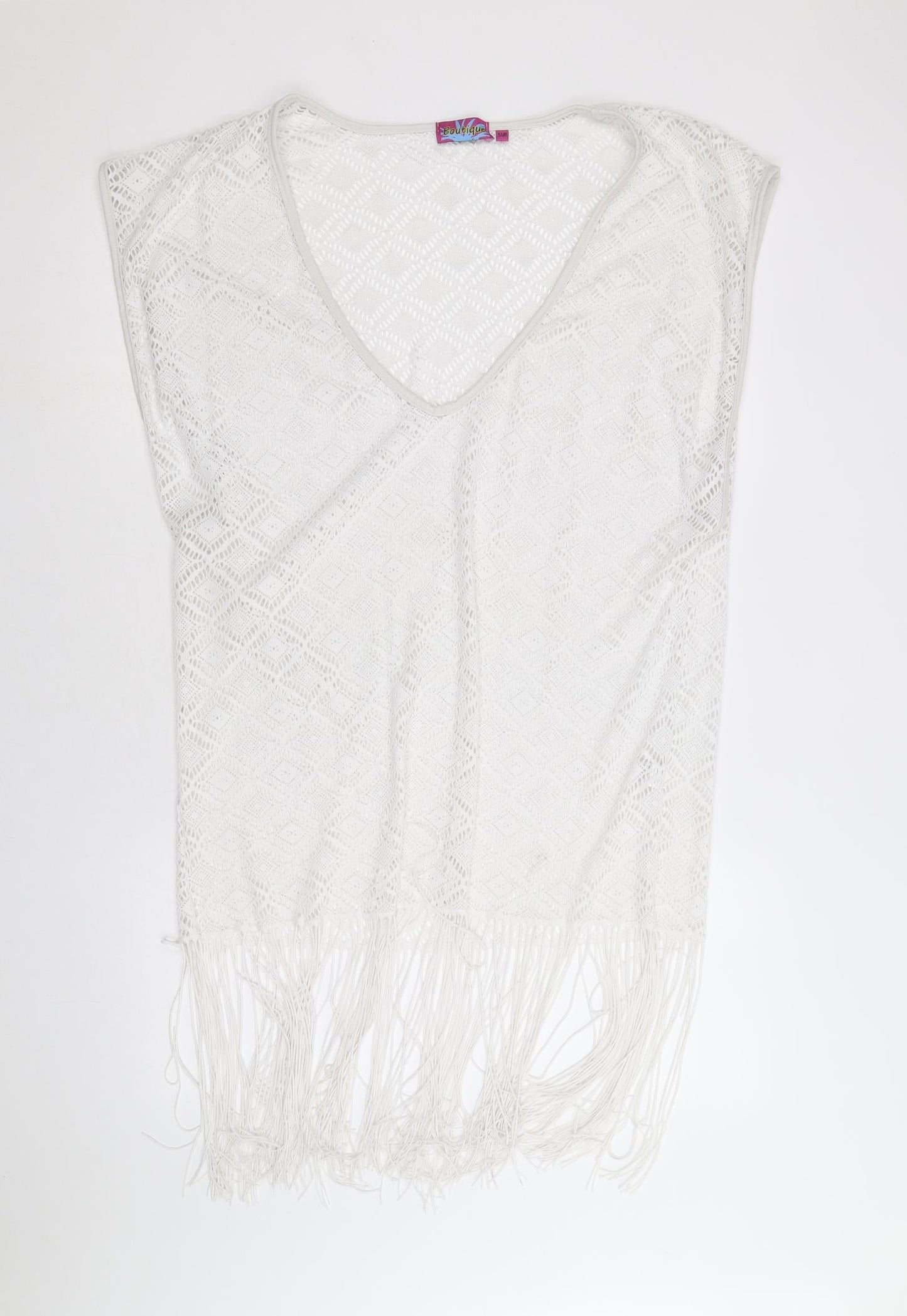 Boutique Womens White Polyester Cover Up Size S - Beach cover up