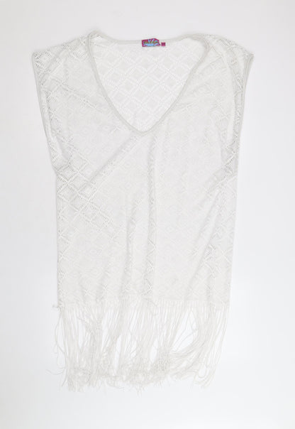 Boutique Womens White Polyester Cover Up Size S - Beach cover up