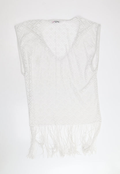 Boutique Womens White Polyester Cover Up Size S - Beach cover up