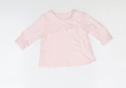 George Girls Pink 100% Cotton Basic T-Shirt Size 0-3 Months Round Neck Snap