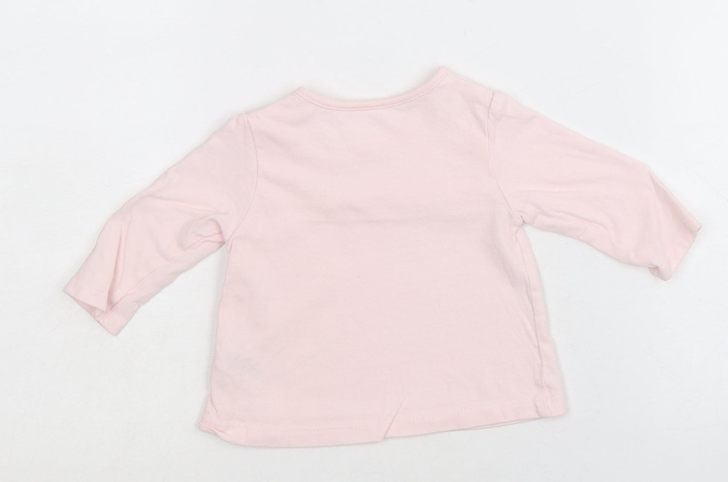 George Girls Pink 100% Cotton Basic T-Shirt Size 0-3 Months Round Neck Snap