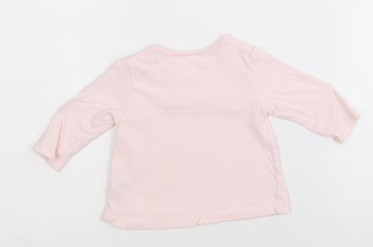 George Girls Pink 100% Cotton Basic T-Shirt Size 0-3 Months Round Neck Snap