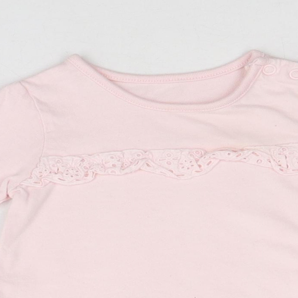 George Girls Pink 100% Cotton Basic T-Shirt Size 0-3 Months Round Neck Snap