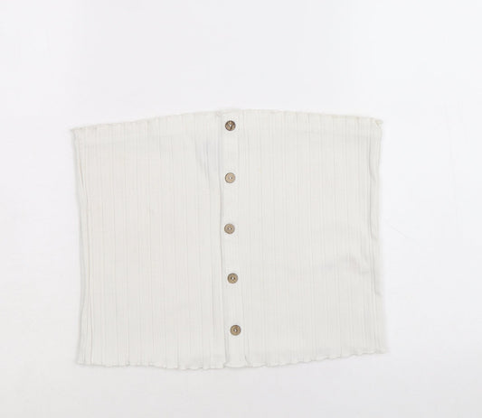 Womens UK Size L New Look White Basic Tank