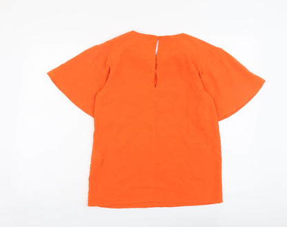 Womens UK Size 8 Warehouse Orange Basic T-Shirt