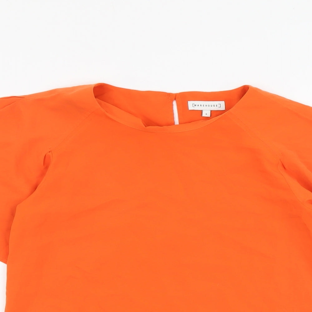 Womens UK Size 8 Warehouse Orange Basic T-Shirt