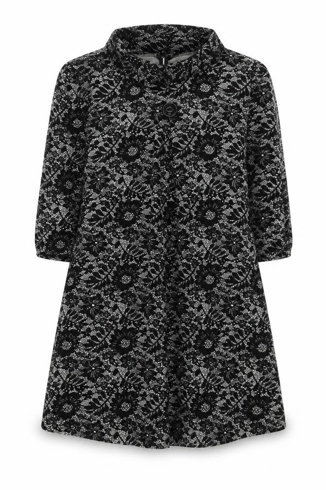 Izabel Womens Black Floral Polyester Trapeze & Swing Size 14 Round Neck Pullover