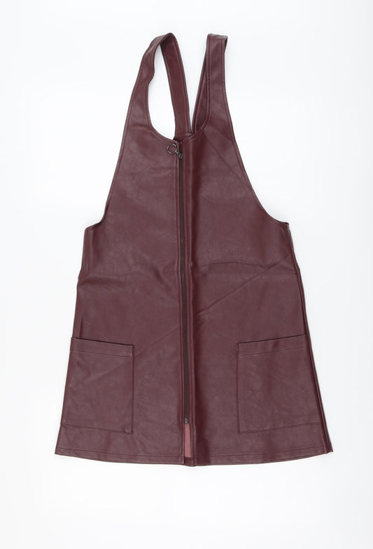 Atmosphere Womens Purple Polyethylene Pinafore/Dungaree Dress Size 6 V-Neck Zip