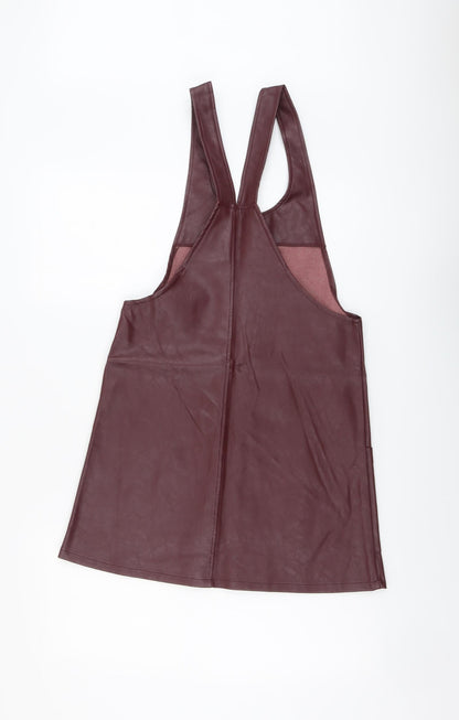 Atmosphere Womens Purple Polyethylene Pinafore/Dungaree Dress Size 6 V-Neck Zip