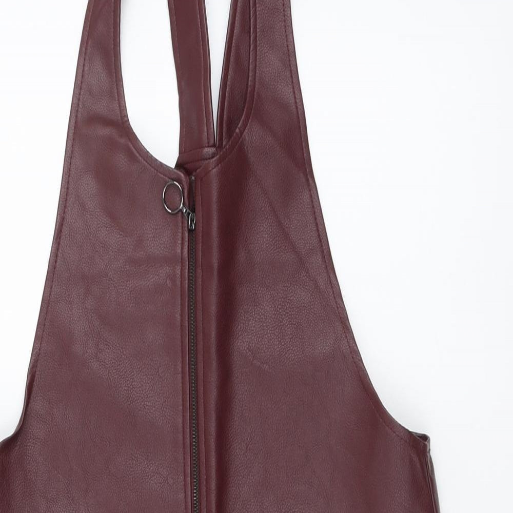 Atmosphere Womens Purple Polyethylene Pinafore/Dungaree Dress Size 6 V-Neck Zip