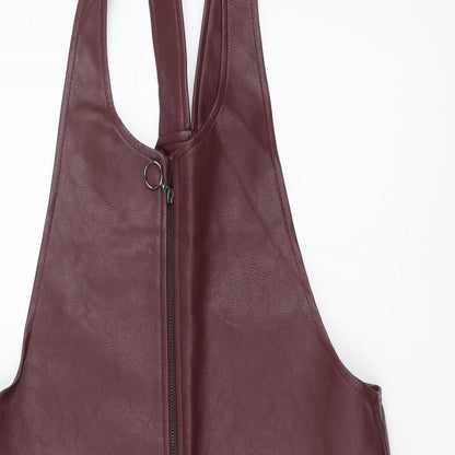 Atmosphere Womens Purple Polyethylene Pinafore/Dungaree Dress Size 6 V-Neck Zip