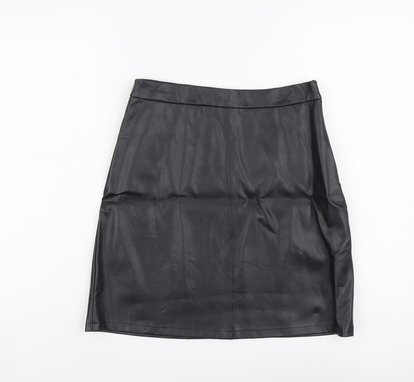 Papaya Womens Black Polyester A-Line Skirt Size 10 Zip