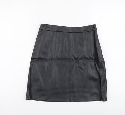 Papaya Womens Black Polyester A-Line Skirt Size 10 Zip