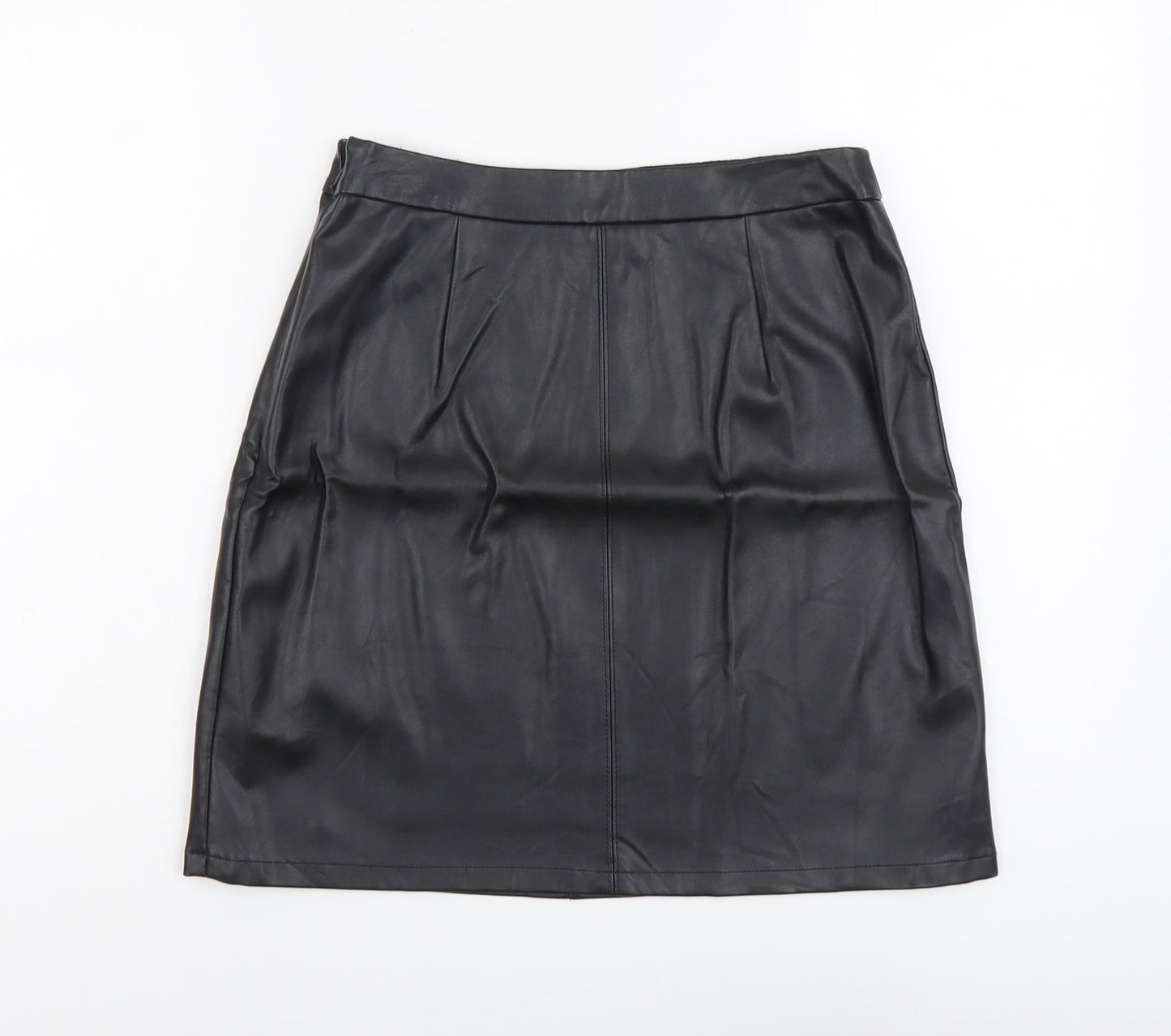 Papaya Womens Black Polyester A-Line Skirt Size 10 Zip