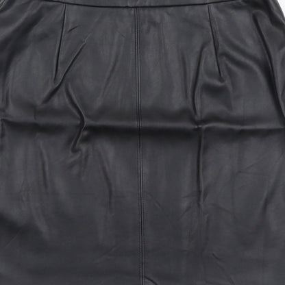Papaya Womens Black Polyester A-Line Skirt Size 10 Zip