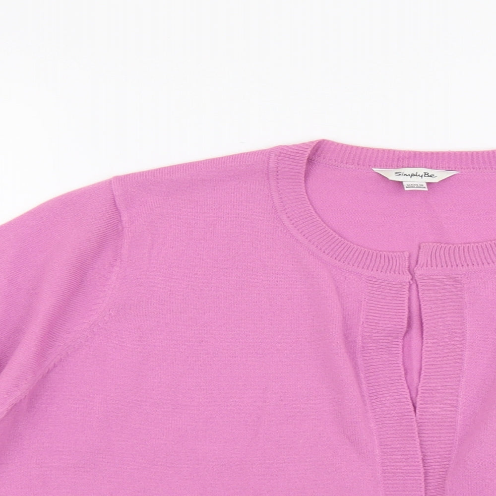 Womens UK Size 16 Simply Be Pink Cardigan Jumper