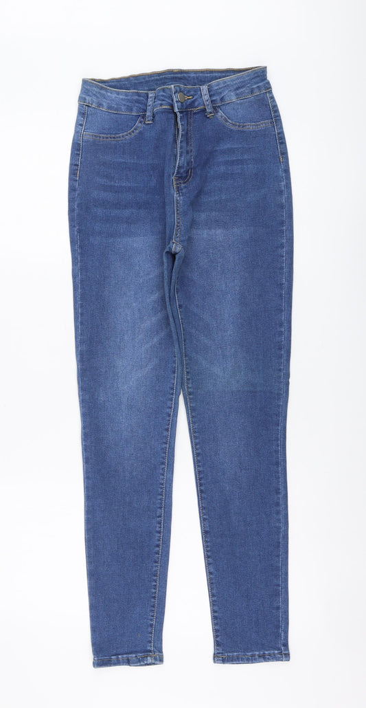 SheIn Womens Blue Cotton Skinny Jeans Size M L27 in Regular Button