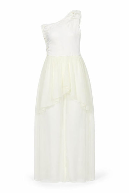 TG Womens Ivory Polyester Maxi Size 8 One Shoulder Pullover