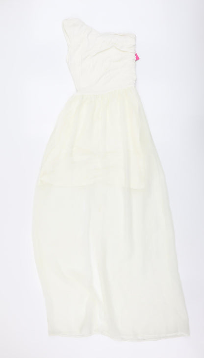 TG Womens Ivory Polyester Maxi Size 8 One Shoulder Pullover