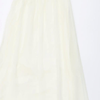 TG Womens Ivory Polyester Maxi Size 8 One Shoulder Pullover