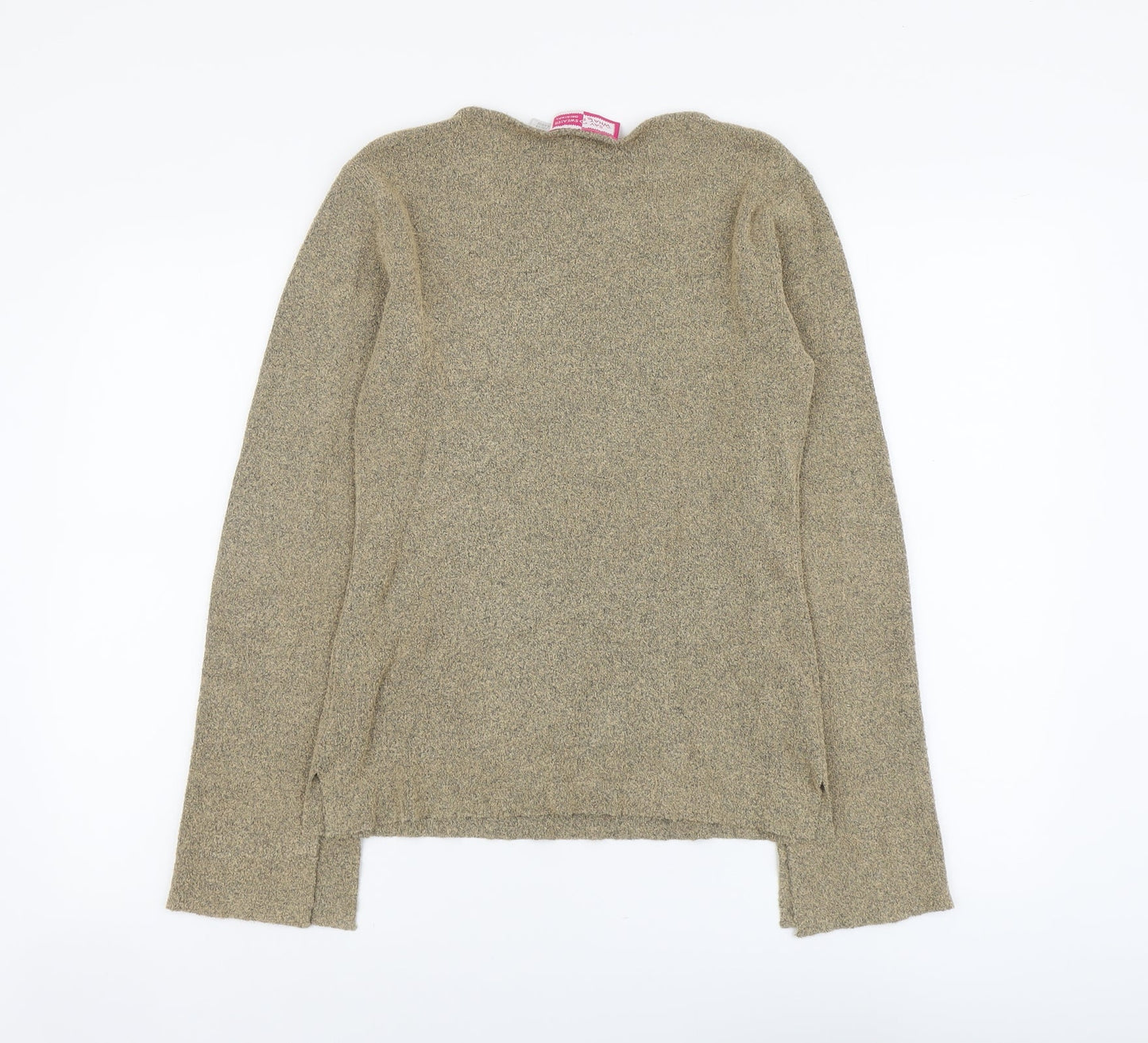 Say What Womens Beige V-Neck Acrylic Pullover Jumper Size L