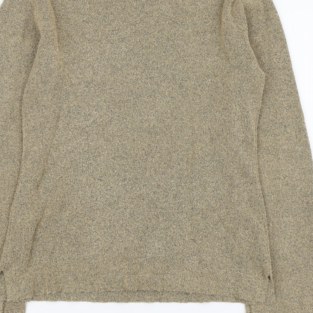 Say What Womens Beige V-Neck Acrylic Pullover Jumper Size L