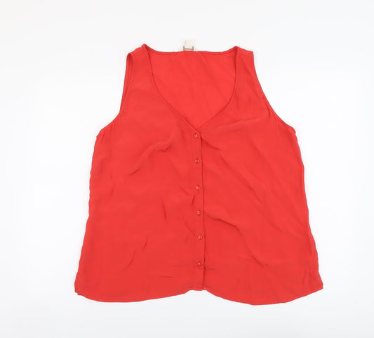 Womens UK Size 16 Monsoon Red Basic Button-Up