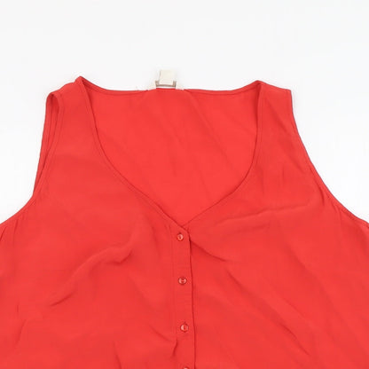 Womens UK Size 16 Monsoon Red Basic Button-Up