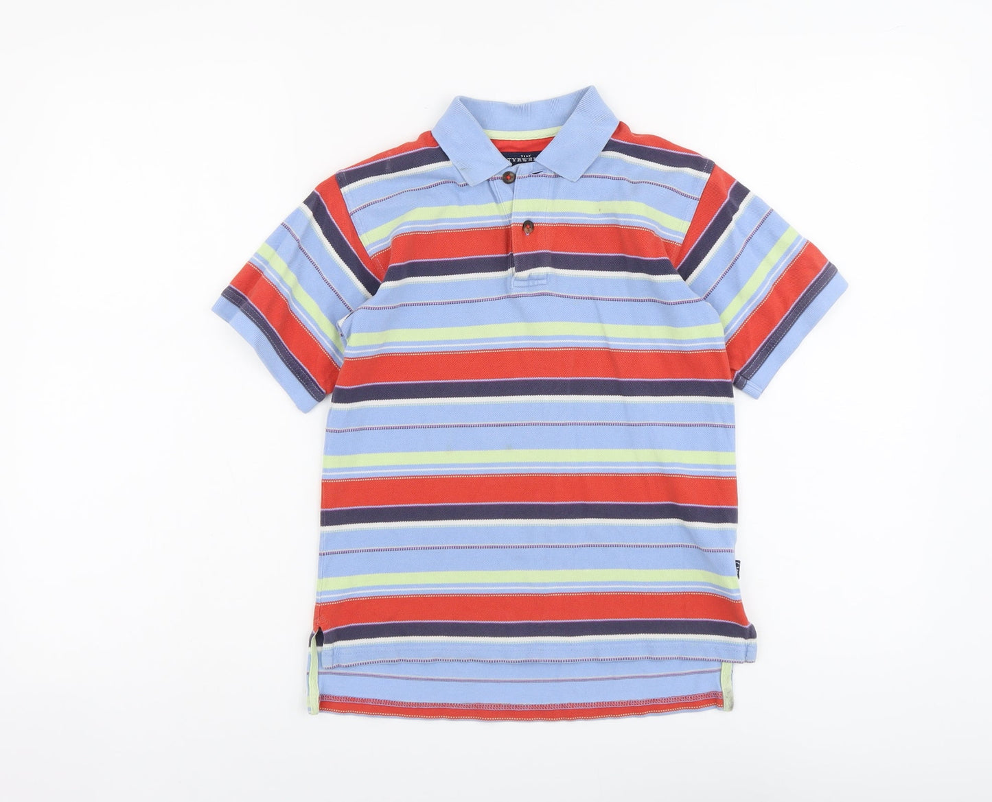 Tiny Tyrwhitt Girls Multicoloured Striped Cotton Basic Polo Size 5-6 Years Collared Button