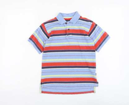 Tiny Tyrwhitt Girls Multicoloured Striped Cotton Basic Polo Size 5-6 Years Collared Button