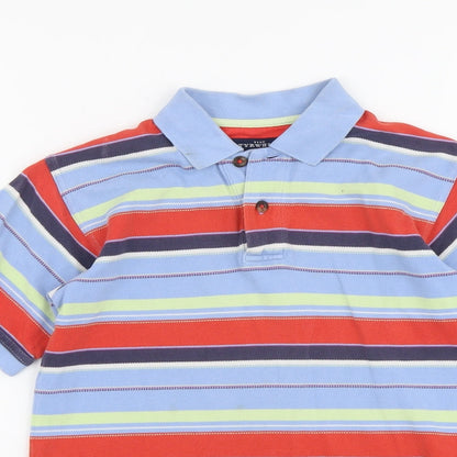 Tiny Tyrwhitt Girls Multicoloured Striped Cotton Basic Polo Size 5-6 Years Collared Button
